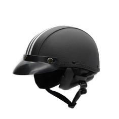 Capacete Coquinho Scooter Moto Elétrica Bike Couro Preto - BR101