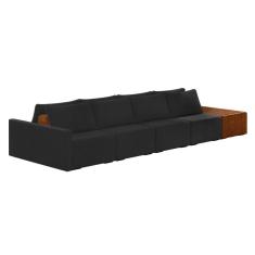 Sofá Ilha 4 Lugares Living 512cm Modulado Lary Veludo Preto K01 - D'rossi