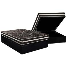 Conjunto Box Baú Casal: Colchão Espuma Paropas D28 - Master Ag80 Black Double Face 17 + Base Crc Suede Black (138x188)