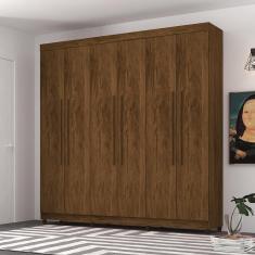 Guarda Roupa Casal Audi 6 Portas 2 Gavetas MDP Imbuia-Rústico, Marrom Escuro