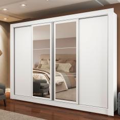 Guarda Roupa Casal Alabama 4 Portas de Correr 4 Gavetas MDP Branco Madesa