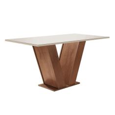 Mesa para Sala de Jantar 120cm Tampo em Vidro/MDF Espanha Espresso Móveis Chocolate