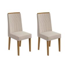 Cadeira Sala de Jantar Exclusive Kit Rovere Amêndoa Linho Rinzai Bege