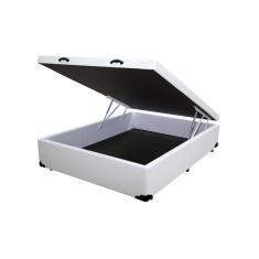 Cama Box Baú Blindado Casal AColchoes Sintético Branco 41x138x188