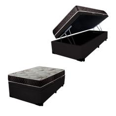 Cama Box Baú Solteiro Colchão Aylla Espuma D33 Acolchões + Box Sintético 59x88x188