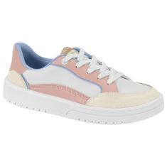 Tênis Casual Feminino Moleca 5791.102 Branco/Rosa