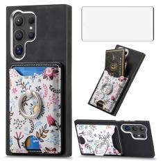 Asuwish Capa de celular para Samsung Galaxy S24 Ultra 5G carteira celular com protetor de tela de vidro temperado anel fino suporte compartimento para cartão de crédito S24Ultra 24S S 24 24Ultra