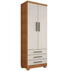 Guarda Roupa Floripa Solteiro 2 Portas 3 Gavetas Rud Rack Cor Cedro Areia