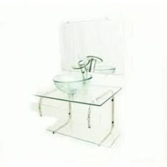 Gabinete De Vidro Para Banheiro 70Cm Inox - Incolor - Cubas E Gabinete