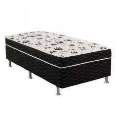 Cama Box Conjugada Solteiro 43x88x188cm D28 Union Ortopedic Ortobom Preto/Branco