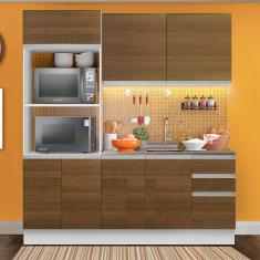 Armário de Cozinha Compacta 100% mdf Madesa Acordes XB190001 com Balcão e Torre - Branco/Rustic