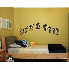 Adesivo De Parede Skate Manobra Evolução Tamanho 150cm x 50cm preto