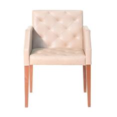 Poltrona Costura Capitonê Sala Espera Escritório - Bege - Cor: Bege