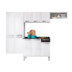 Cozinha Compacta 4 Peças com Paneleiro e Balcão Rose Itatiaia  Branco/Preto