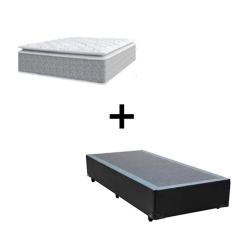 Cama Box Solteiro 88 Sintetico Preto com Colchão Nazar Molas Ensacadas com Pillow Top - Bello Box - Conforto (Espuma da Nasa) Viscoeslástico D33 Cinza
