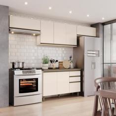 Cozinha Compacta 4 Peças com Duplo Aéreo Basculante 100% Mdf Off White