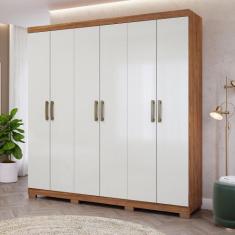 Roupeiro Panan Clara Flex 6 Portas 3 Gavetas Espelho Interior, Cinamom