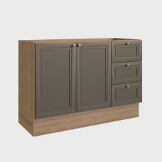 Balcão para Pia 120cm 2 Portas 3 Gavetas Classica