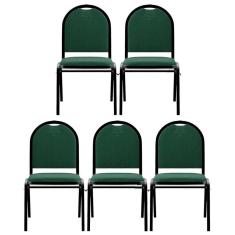 Kit 5 Cadeiras Hoteleiras Auditório Empilhável Linho M23 Verde - Mpozenato