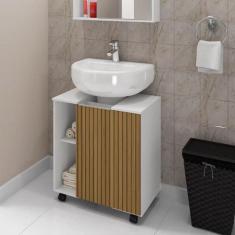 Gabinete Para Banheiro Pequin Bechara 2075554 Banheiro Branco/Ripado -