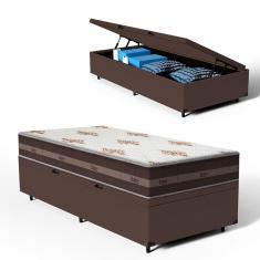 Cama Box com Baú Solteiro King + Colchão de molas - Anjos - Classic Superlastic 96cm
