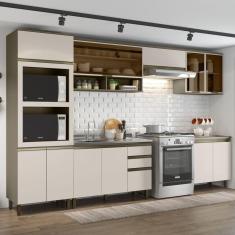 Cozinha Completa 6 Peças para 2 Fornos e Cooktop 12 Portas Aurora Espresso Móveis Duna/Cristal