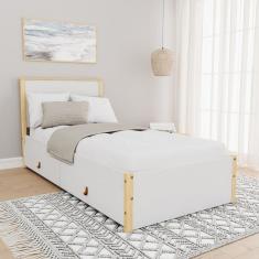Cama Solteiro 2 Gavetas Íris Cabecasa Madeiramadeira Branco/Natural