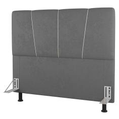 Cabeceira Cama Box Casal Queen Size Amber 160cm Estofada Sintético Cinza - Abmaza