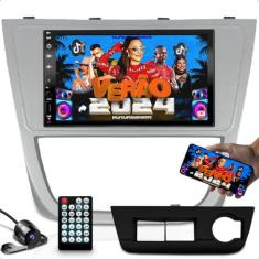  kit com central multimidia mp5 com espelhamento android ios + moldura