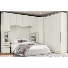 Quarto Casal Modulado Seletto 5 Peças (1 Ponte + 1 Closet Canto + 1 Guarda Roupa 2 Portas de Correr + 2 Complementos) QM121 Areia - Henn