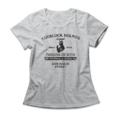 Camiseta Feminina Sherlock Holmes - Studio Geek, 2G, Mescla cinza
