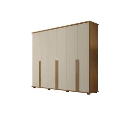 Guarda-Roupa 6 Portas 5 Gavetas Estrela Cinamomo/Off White – RV Móveis