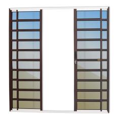 Porta De Correr Com Travessas 4 Folhas Super Vidro Reflex 210cm X 200cm Brimak Mix Corten