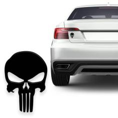 Adesivo Caveira Justiceiro Preto Resinado Carro Moto Vidro - SPORTINOX