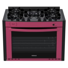 Fogao de Embutir 5 Bocas Venax Gaudi Prisma Vitreo Bl Pink Gas Glp
