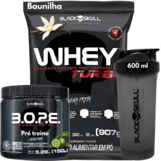 Whey Protein TURBO Concentrado + Pré-treino Bope + Coqueteleira 600ml 