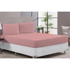 Lençol Cama King Size Cor Rosê Macio 400F 3 Peças