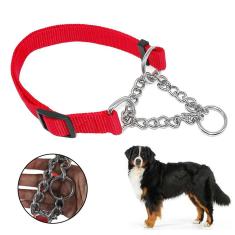 Coleira Corrente Nylon 2.5cm Aço Elo Torcido Cachorro Pet Caes Grande Porte Ajustavel Treinamento Resistente