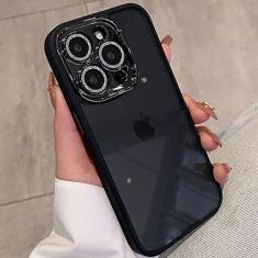 Capa transparente Glitter Diamond para iPhone 14 13 12 11 Pro Max Plus proteção de lente capa à prova de choque, preta, para iphone 14pro