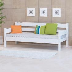 Sofá Cama 3 Lugares Madeira Maciça Branco Nemargi