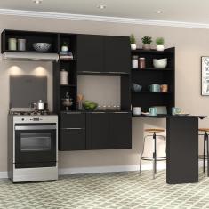 Cozinha Compacta Com Mesa Dobrável Sofia Multimóveis Preta