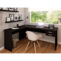 Mesa De Canto Em L Para Escritório 1.40x1.50 Com Gaveteiro