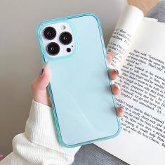 Capa de telefone transparente de cor doce para iPhone 14 13 12 11 Pro Max XR XS X 8 7 Plus SE 3 Mini Capa traseira de silicone macio à prova de choque, azul claro, para iPhone12 Mini