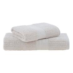 Buddemeyer Jogo de Toalhas Fio Penteado Canelado Gigante Bege 2 Peças