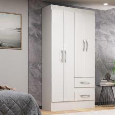Guarda-Roupa Solteiro Europa 4 Portas 2 Gavetas Cor Branco