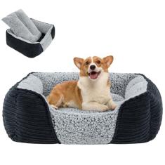 Miguel Cama lavável para cães e gatos com almofada removível para cães médios e pequenos, fácil de lavar, sofá-cama para animais de estimação com reforço lateral, parte inferior antiderrapante, preta,