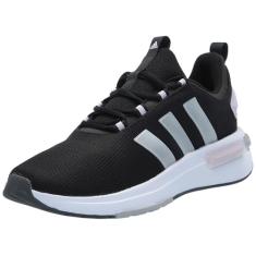 adidas Tênis feminino Racer Tr23, Preto/Prata Metálico/Lavanda Gelada, 38