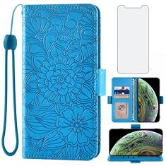 Capa carteira compatível com iPhone Xs Max, protetor de tela de vidro temperado, suporte para cartão, acessórios de celular, capa para celular para i X XR Xsmax 10x SX Xmax 10xs 10s 10 Plus Xmaxs