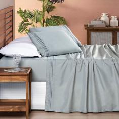 Jogo de Cama Allegra Queen 04 Peças - Cinza Geada - Bia Enxovais