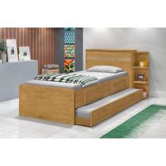 Cama Baú Com Cama Auxiliar JA 100% MDF Com Estrado em Madeira Com Prat